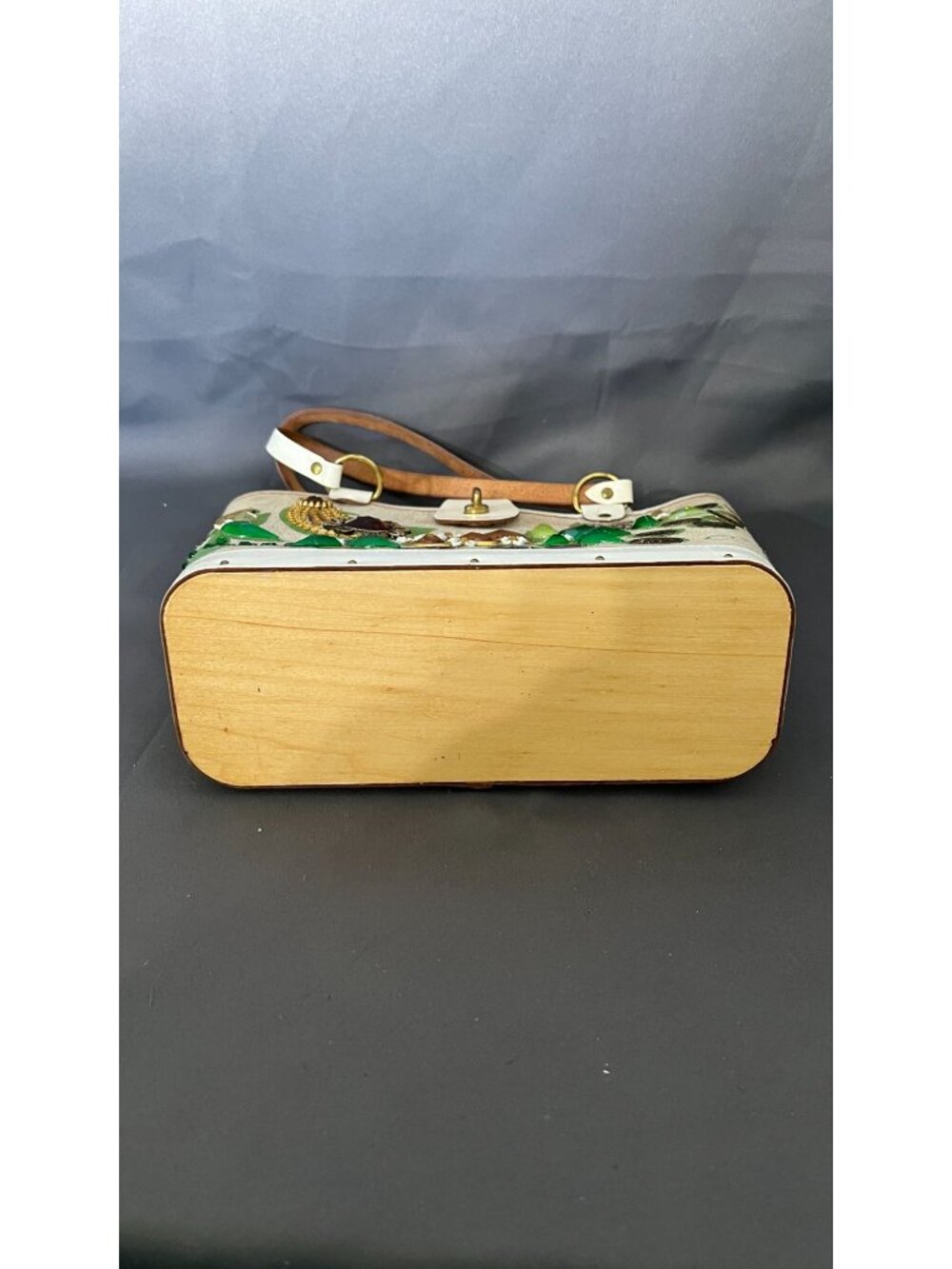 Vintage Embellished "Money Tree" Purse With Wooden Base - Picture 6 of 11